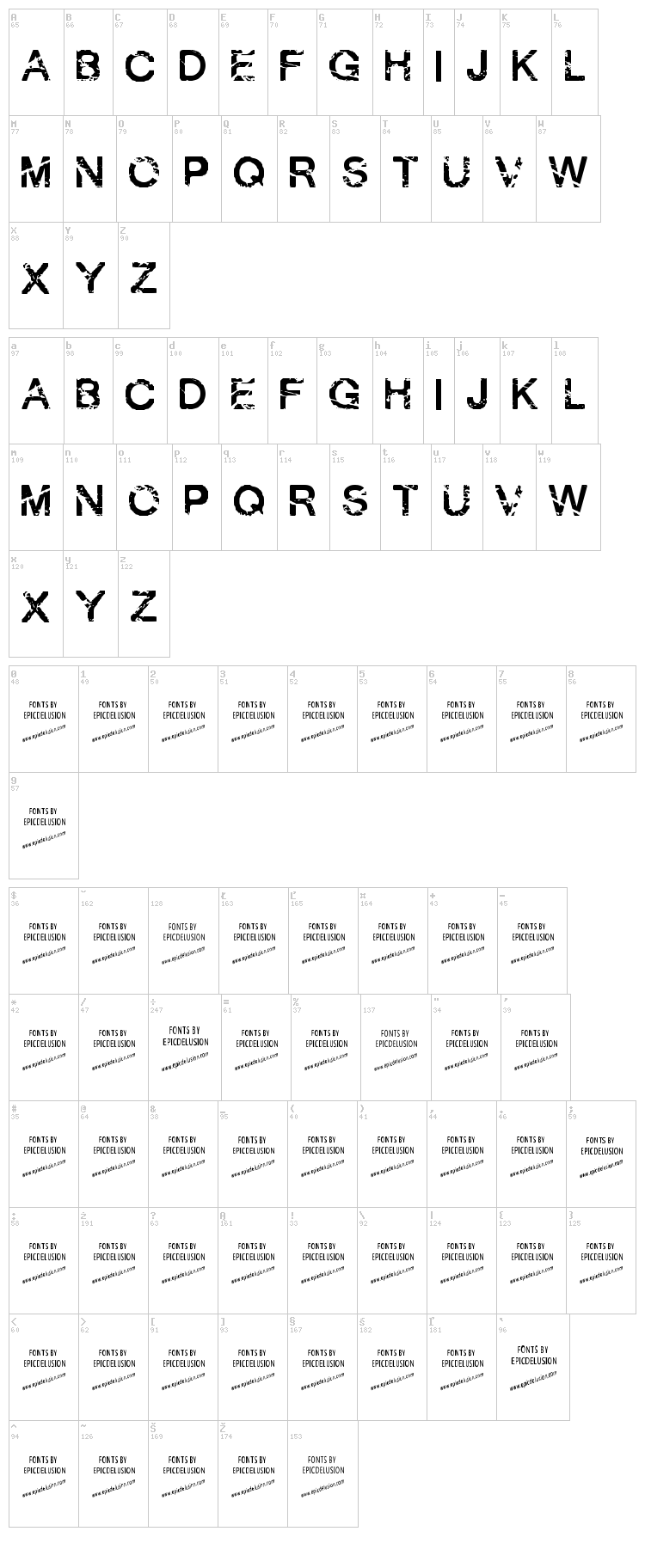 Last Years Youth font map
